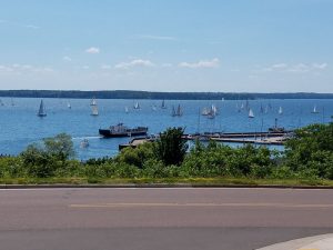 bayfield ferry and sailboats